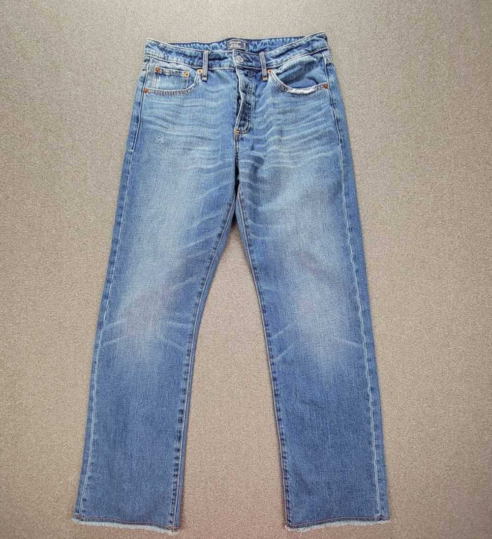 Abercrombie Fitch 26 2R Blue Ames Boyfriend Button Fly Raw Hem Jeans